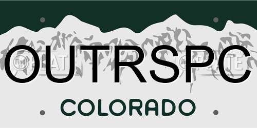 OUTRSPC Colorado License Plate