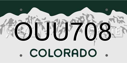 OUU708 Colorado License Plate