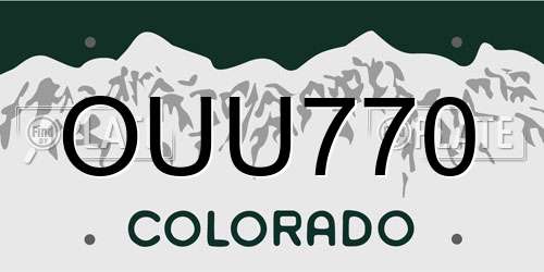 OUU770 Colorado License Plate