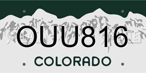OUU816 Colorado License Plate