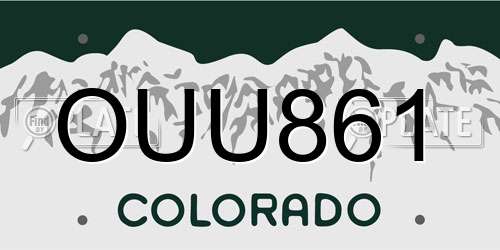 OUU861 Colorado License Plate