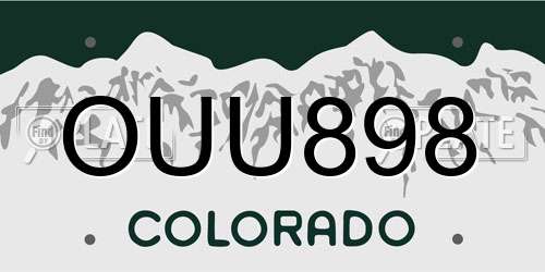 OUU898 Colorado License Plate