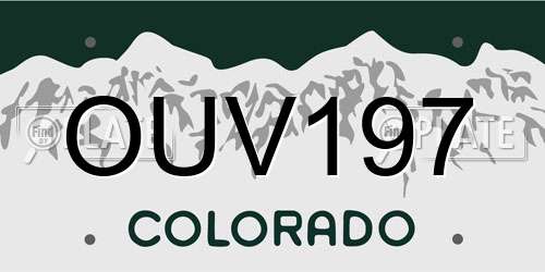 OUV197 Colorado License Plate