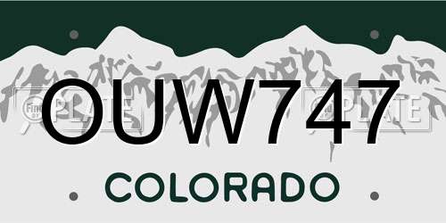 OUW747 Colorado License Plate