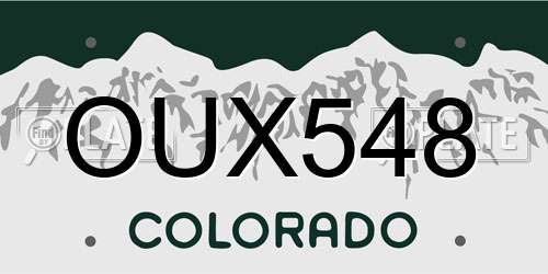 OUX548 Colorado License Plate