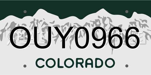 OUY0966 Colorado License Plate