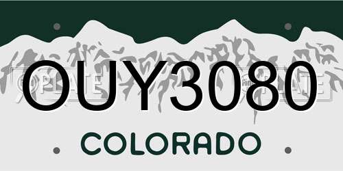OUY3080 Colorado License Plate