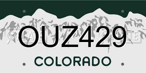 OUZ429 Colorado License Plate