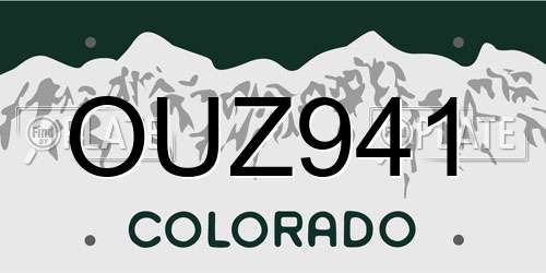 OUZ941 Colorado License Plate