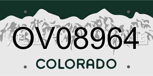 OV08964 Colorado License Plate