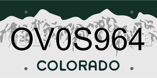 OV0S964 Colorado License Plate