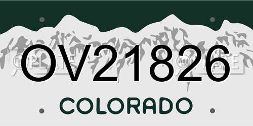 OV21826 Colorado License Plate