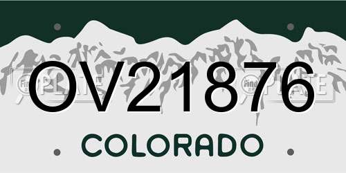 OV21876 Colorado License Plate