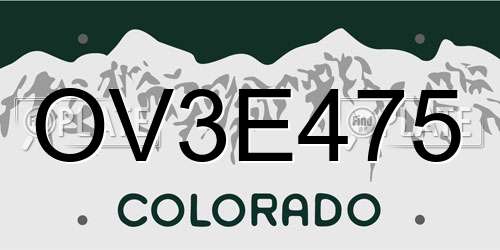 OV3E475 Colorado License Plate