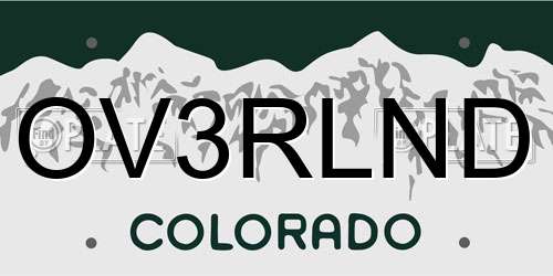OV3RLND Colorado License Plate