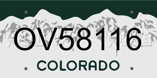 OV58116 Colorado License Plate