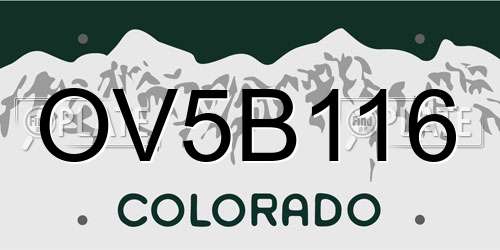 OV5B116 Colorado License Plate