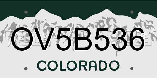 OV5B536 Colorado License Plate