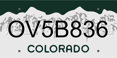 OV5B836 Colorado License Plate