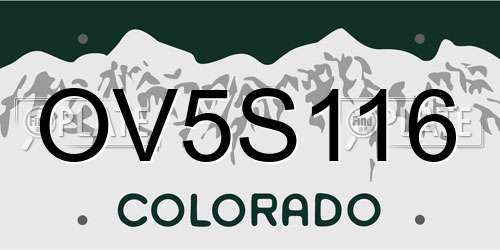 OV5S116 Colorado License Plate