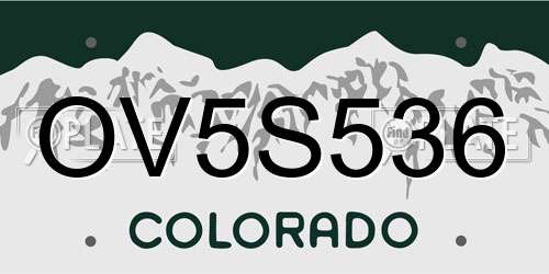 OV5S536 Colorado License Plate