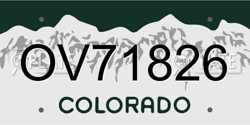OV71826 Colorado License Plate