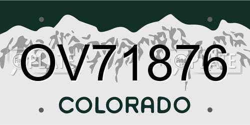 OV71876 Colorado License Plate