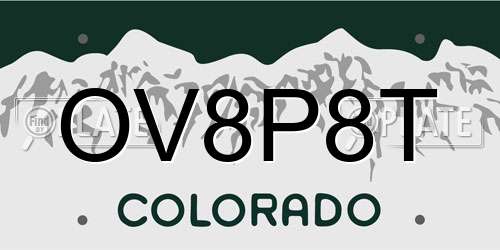 OV8P8T Colorado License Plate