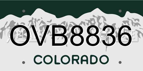 OVB8836 Colorado License Plate