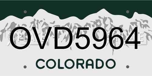 OVD5964 Colorado License Plate