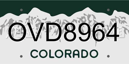 OVD8964 Colorado License Plate