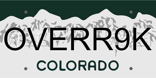 OVERR9K Colorado License Plate