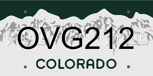 OVG212 Colorado License Plate