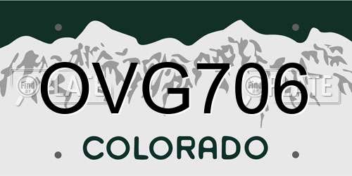 OVG706 Colorado License Plate