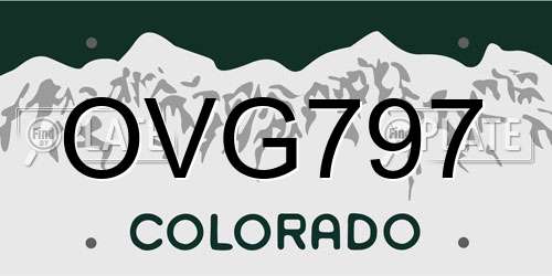 OVG797 Colorado License Plate