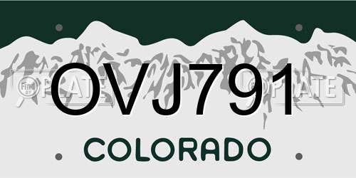OVJ791 Colorado License Plate