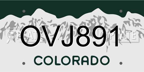 OVJ891 Colorado License Plate