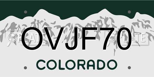 OVJF70 Colorado License Plate