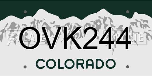 OVK244 Colorado License Plate
