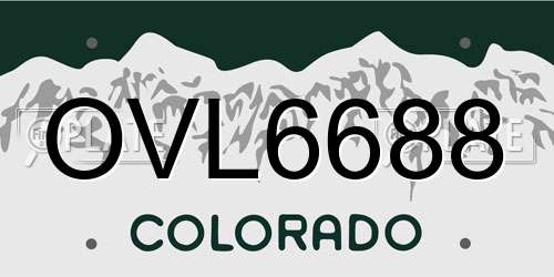 OVL6688 Colorado License Plate
