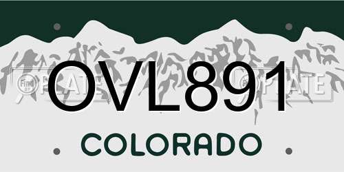 OVL891 Colorado License Plate