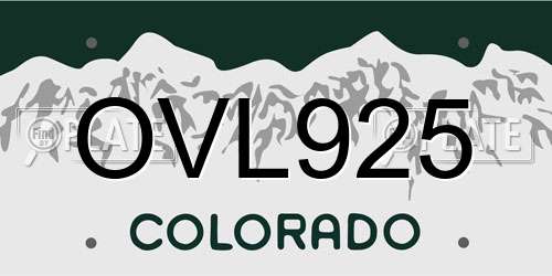 OVL925 Colorado License Plate