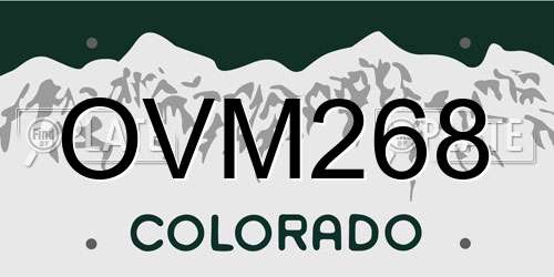 OVM268 Colorado License Plate