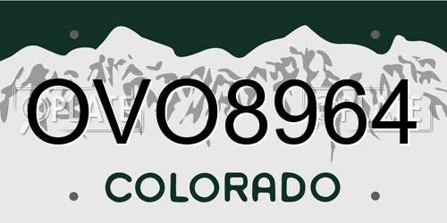 OVO8964 Colorado License Plate