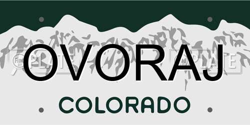 OVORAJ Colorado License Plate