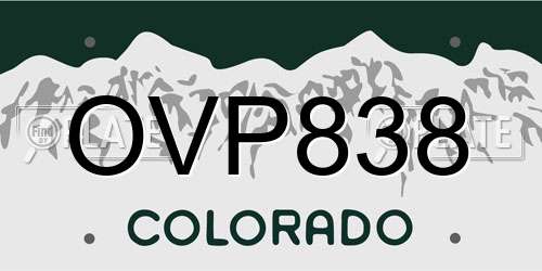 OVP838 Colorado License Plate