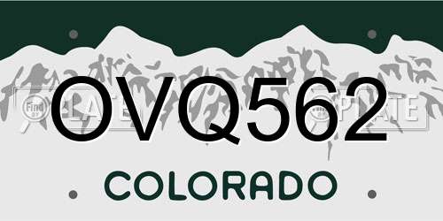 OVQ562 Colorado License Plate