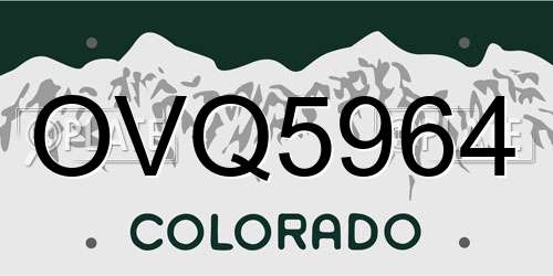 OVQ5964 Colorado License Plate
