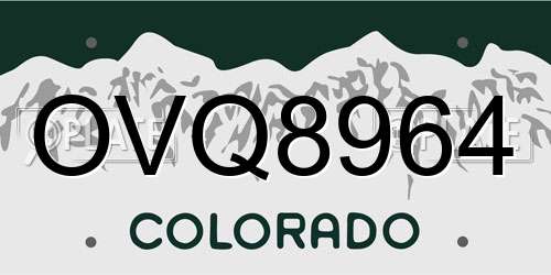 OVQ8964 Colorado License Plate
