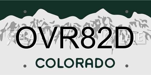 OVR82D Colorado License Plate